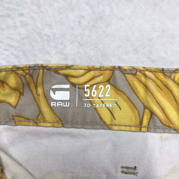 G STAR RAW 5622 3D Taper Jean Men 30x29 Yellow Tan Floral Print Denim Button Fly - Picture 9 of 16